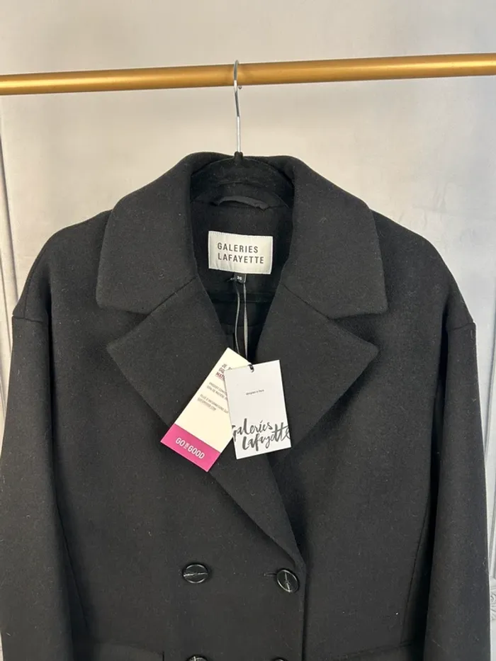 Manteau long Noir Galeries lafayette T.36 neuf - photo numéro 2