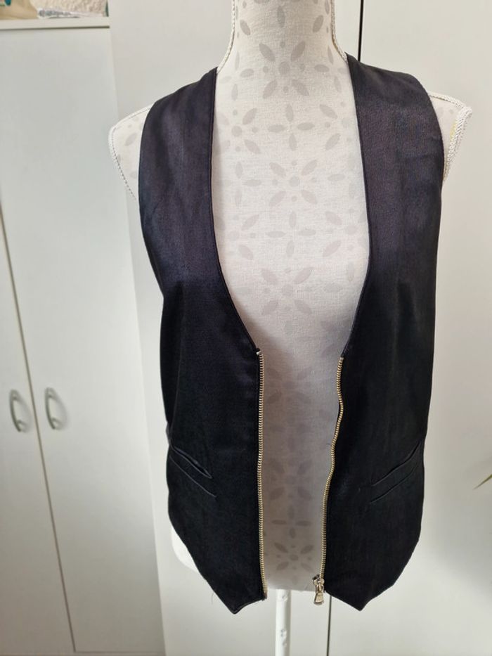 Gilets De Costume Noir Avec Zip - photo numéro 8