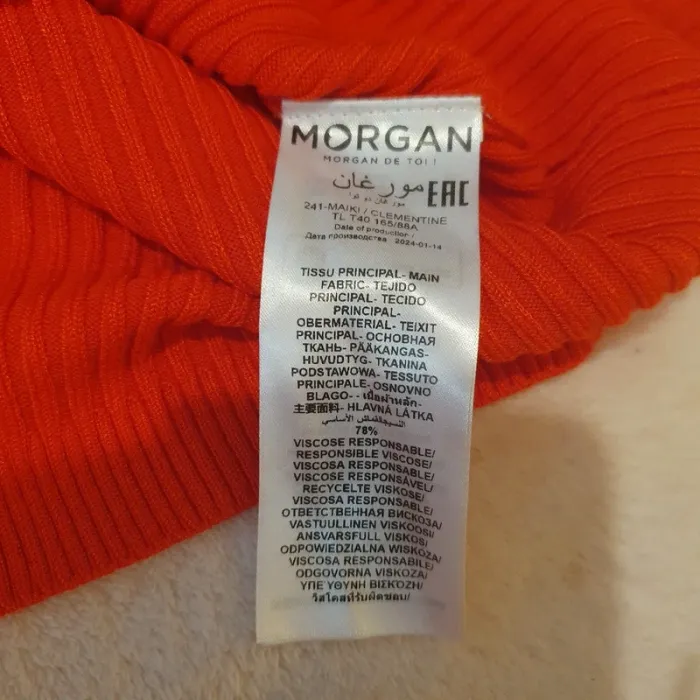 Magnifique haut col montant Couleur orange sanguine taille L Morgan - photo numéro 6