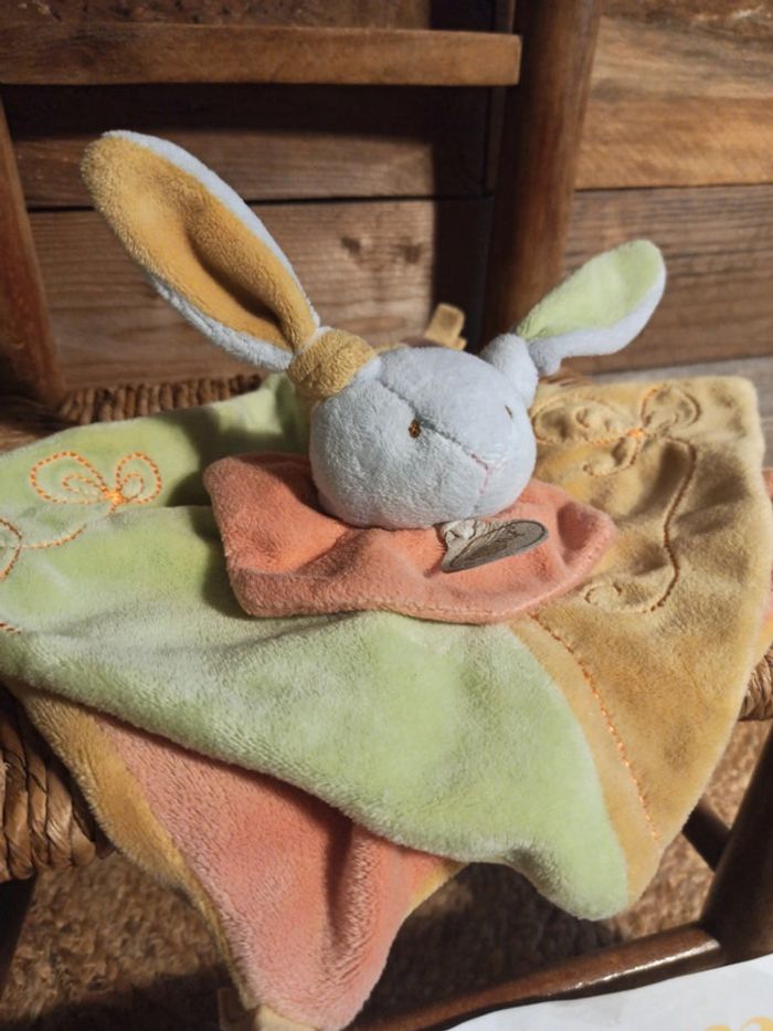 Doudou lapin baby nat vert orange be - photo numéro 3
