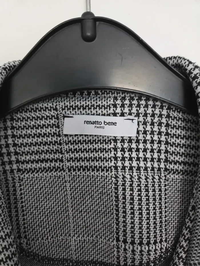 Veste blazer femme carreaux noir gris blanc manche longue TBE taille 38-40 renato bene - photo numéro 2