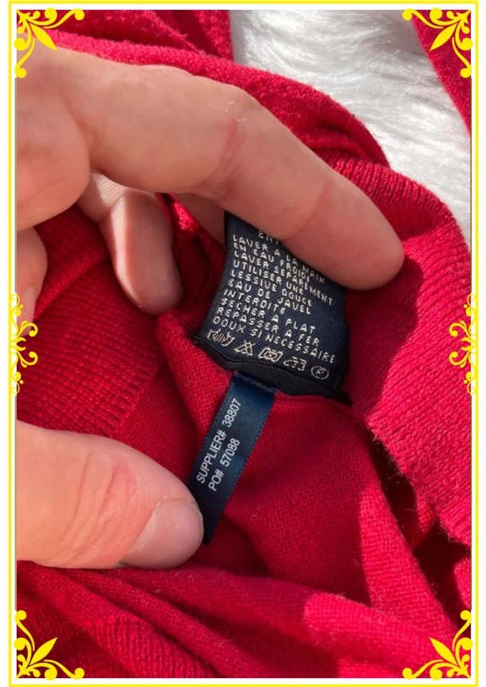 Pull Col Rond Ralph Lauren Rouge |XL| Cavalier Noir - photo numéro 9