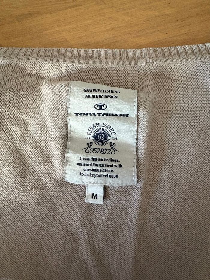 Cardigan beige à rayures rose et blanches - photo numéro 3