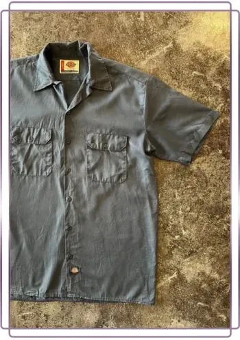 Chemise bleue manches courtes été homme Dickies taille L Men shirt Herrenhemd Camicia uomo