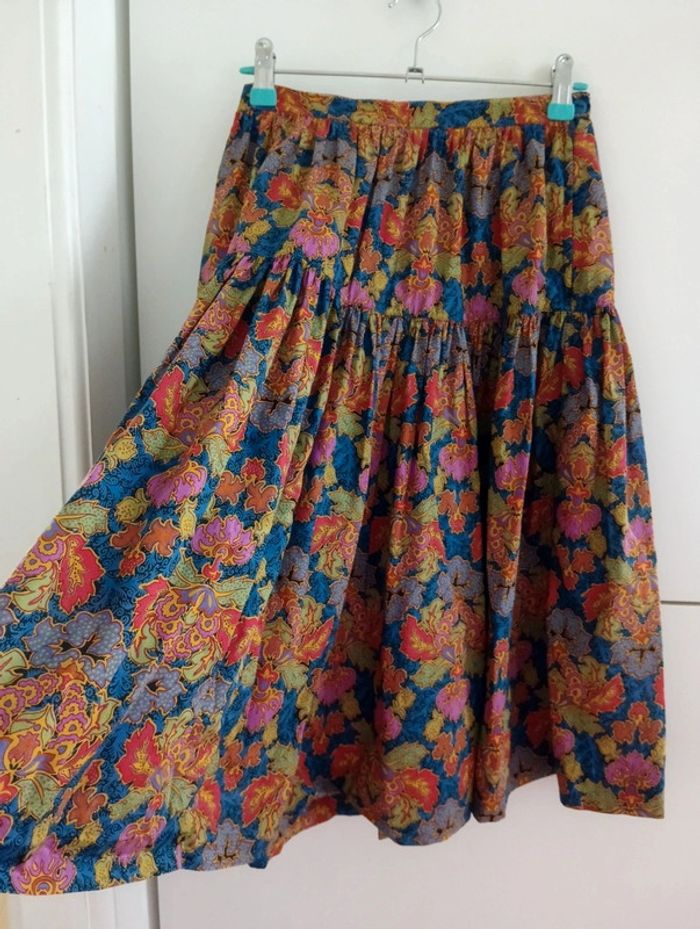 Jupe vintage multicolore en coton - photo numéro 9