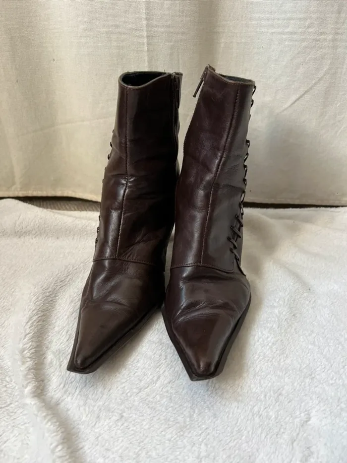 Bottines marron bouts pointus y2k Fairygrunge - Pointure 39 - photo numéro 5