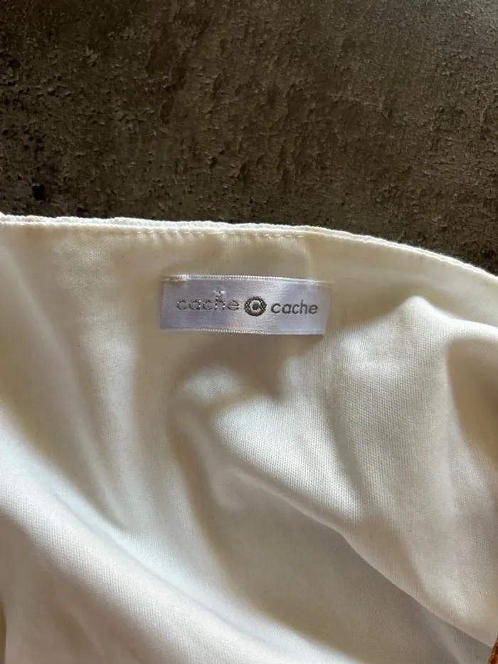 Robe femme, blanche à motif plume, cache cache, taille 36 - photo numéro 4