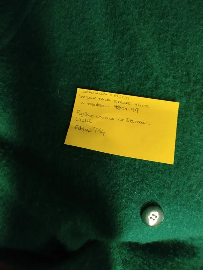 Manteau vert en laine - T42 estimée - Pièce rare sur mesure A836 - photo numéro 15