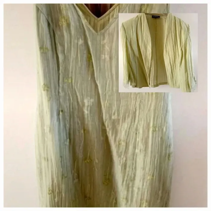 🫒 Ensemble robe + veste 46 vert anis