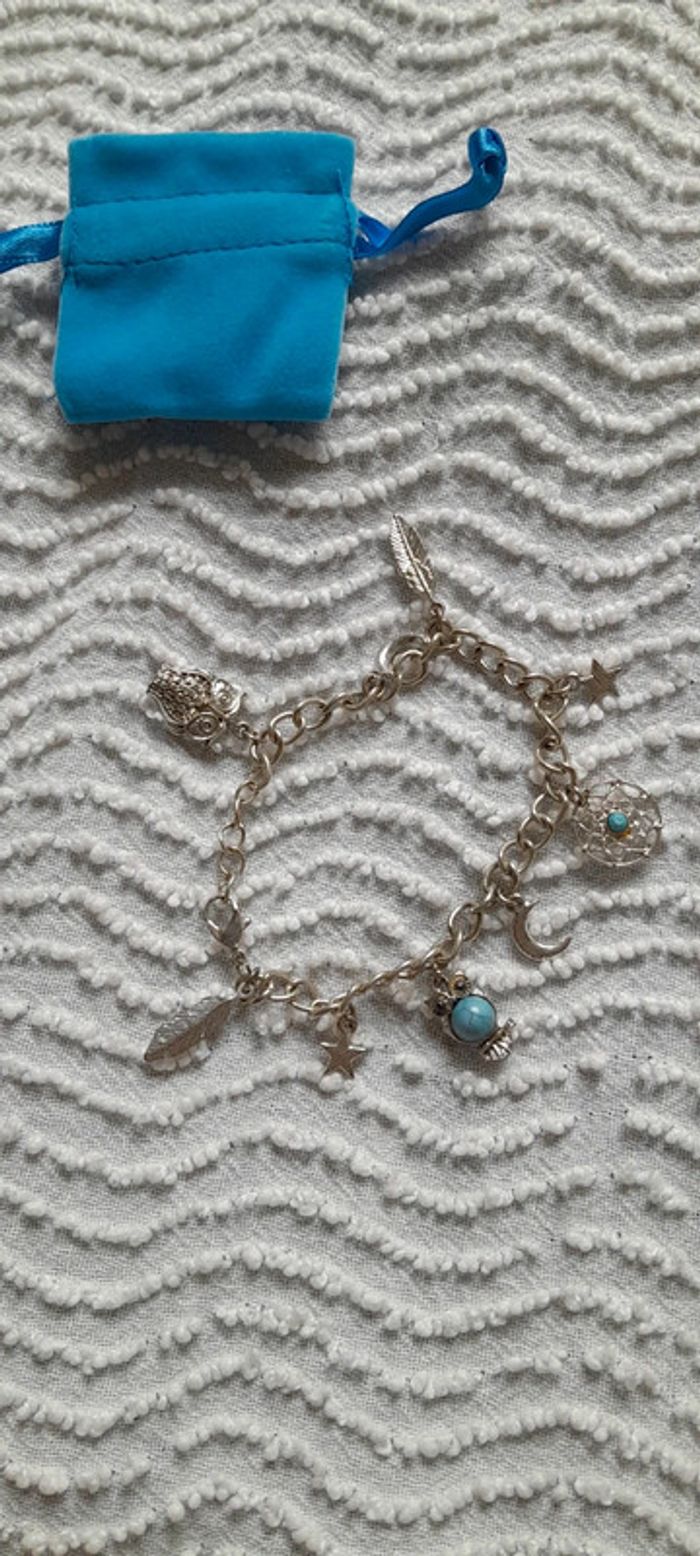 Bracelet chouette humour plume lune