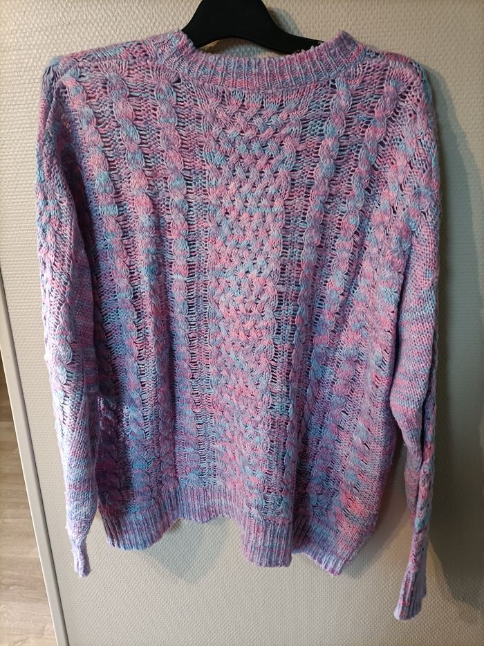 Pull hiver violet et rose - photo numéro 2