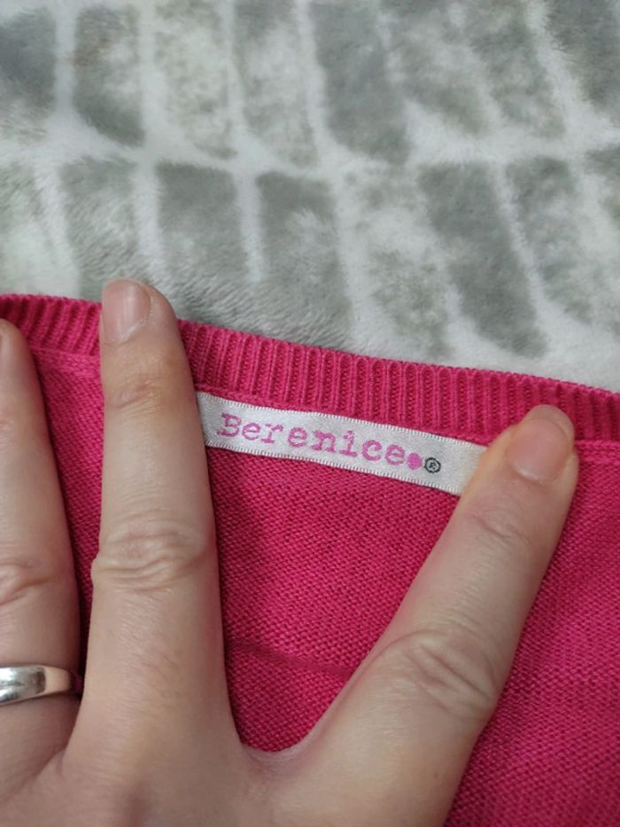 Pull fin rose col rond décolleté coton soie Bérénice taille s - photo numéro 7