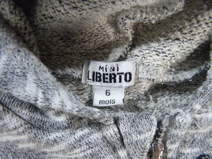 Veste sweat capuche molleton gris chiné Liberto 6 mois 68 cm garçon - photo numéro 3