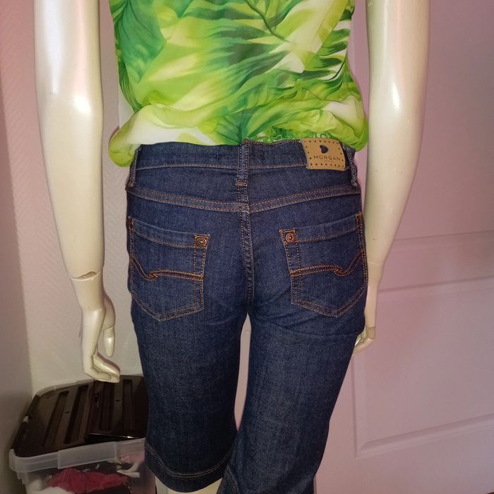 Bermuda / Pantacourt / short longueur genoux en jean Bleu brut by Morgan état neuf taille 36 - photo numéro 11