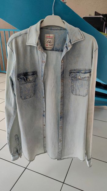 chemise bleu clair délavée jeans souple taille 36 ADREXX