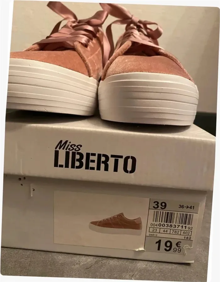 Baskets à plateforme velours vieux rose Miss Liberto - photo numéro 4