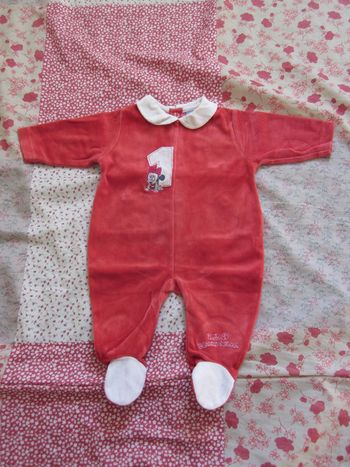 Pyjama velours rouge Minnie 3 mois