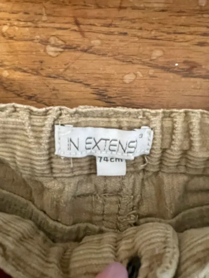 Pantalon en velours beige in extenso 12 mois - photo numéro 2