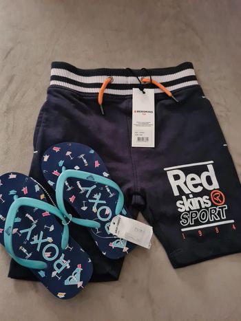 Short redskins 3 ans +Tongs Roxy 27