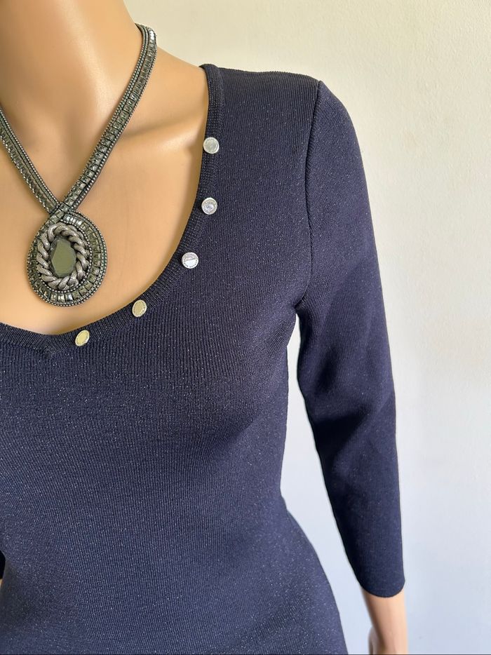 Robe bleue marine pailletée neuve Morgan taille S - photo numéro 4