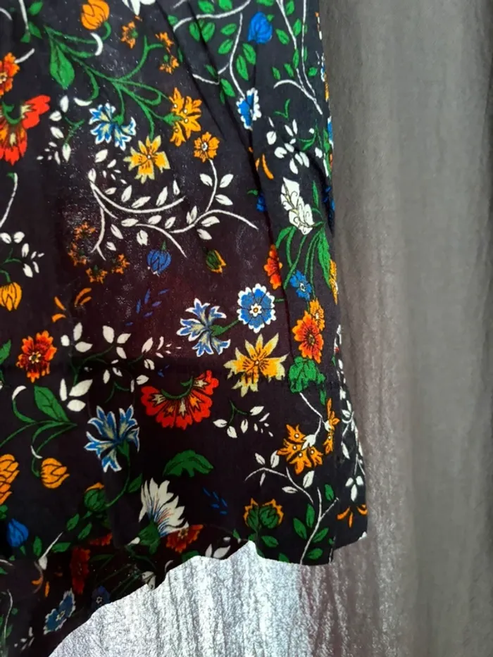 Teeshirt bleu nuit à fleurs - photo numéro 4