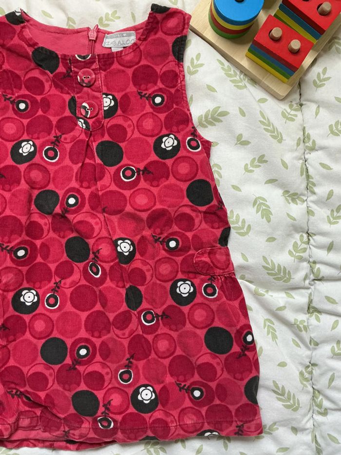 robe sans manches en velours doublé rose à motifs 18 mois  kimbaloo - photo numéro 4