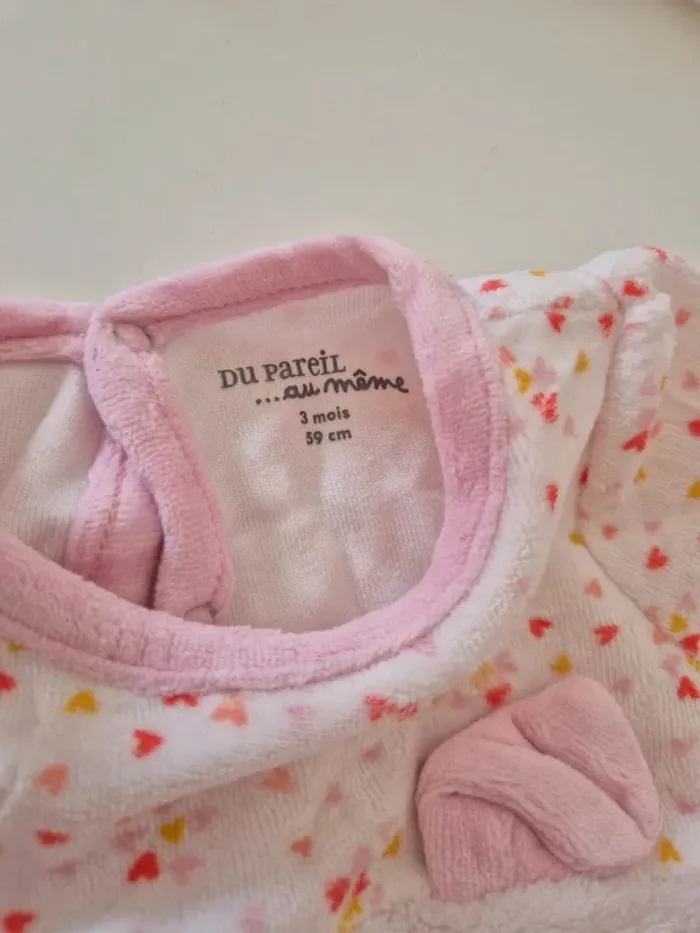 Pyjama DPAM du pareil au meme grenouillère velour pilow Neuf 3 mois 59cm  ultra doux - photo numéro 3