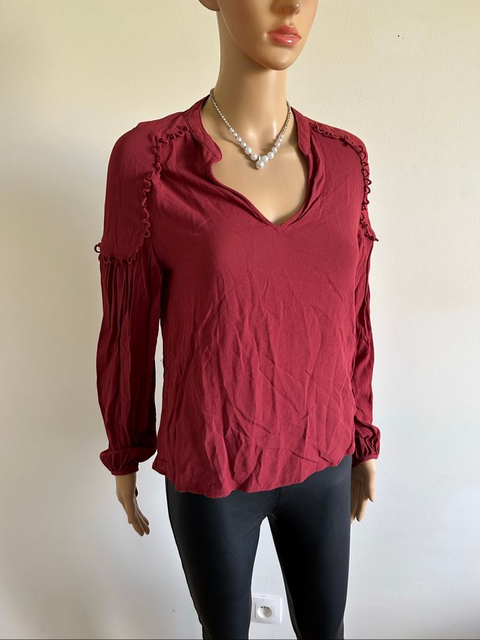 Blouse bordeaux à manches longues Pepe Jeans taille S jamais portée - photo numéro 2