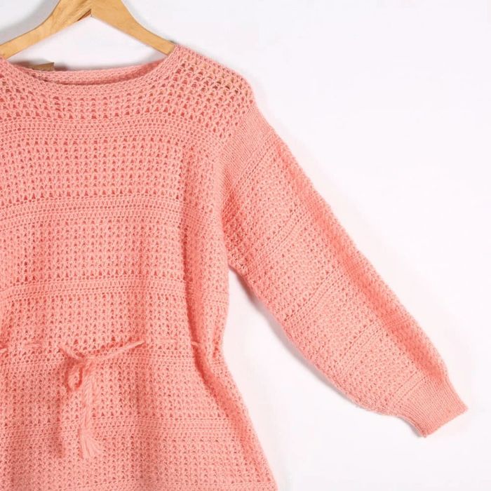 Superbe tricot en laine rose pastel fait main (#23431) - photo numéro 5
