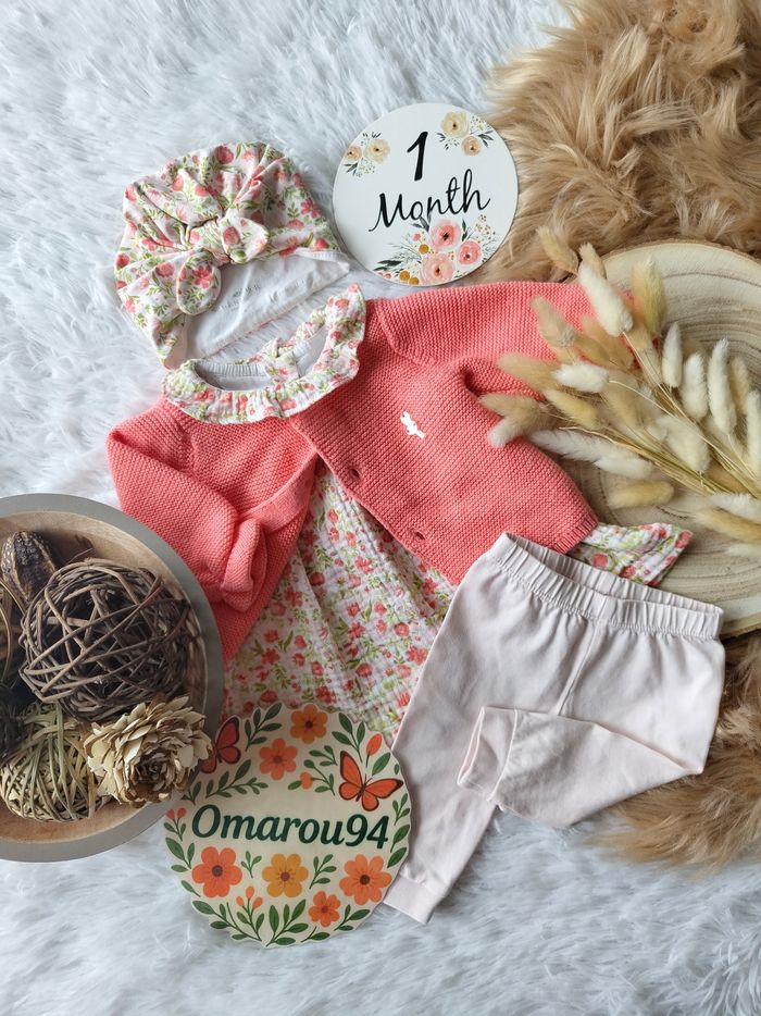 Ensemble complet 4 pièces sergent major fille 1 mois 🎀