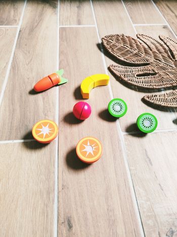 🍌Dinette aliments divers fruits et légumes en bois à scratch