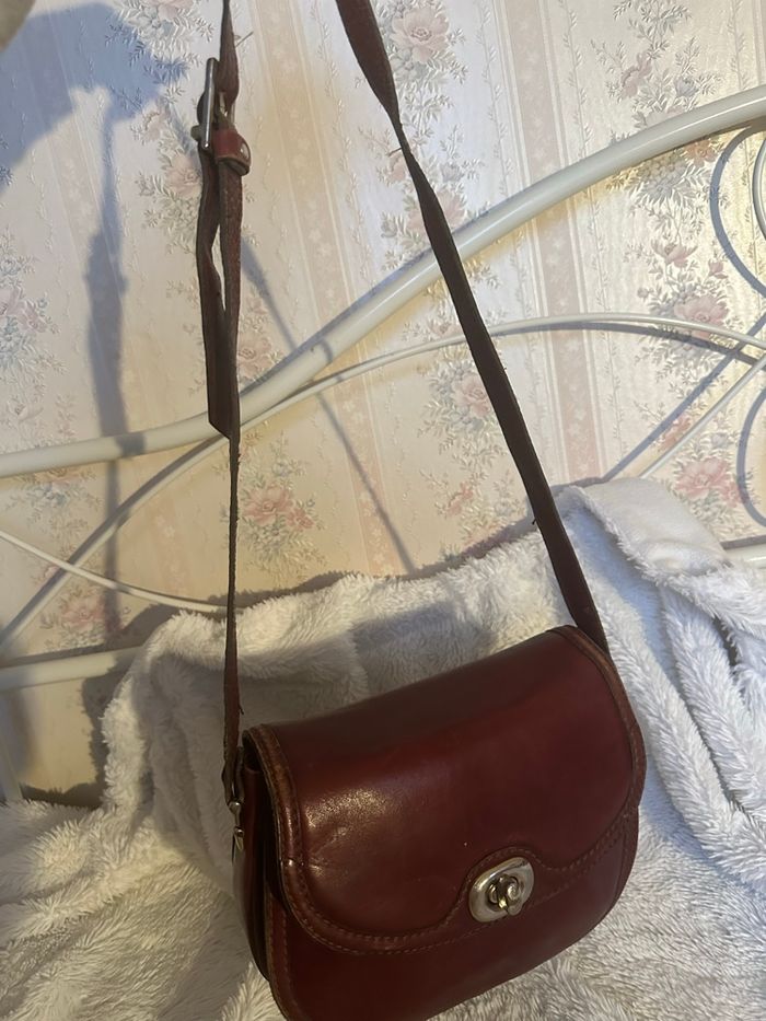 Sac à main vintage bordeaux en cuir- marque Windsor Arlay Paris - photo numéro 3