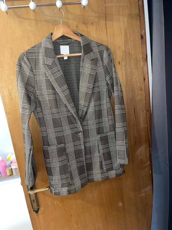 blazer à carreaux marron