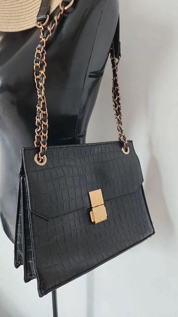 Sac à main uni croco