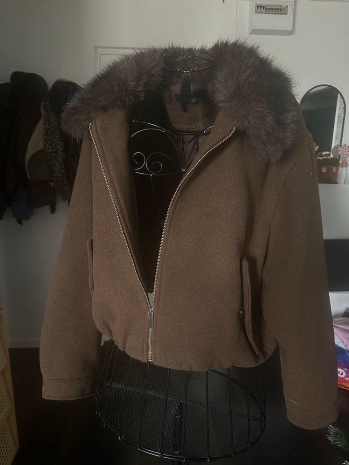 Manteau veste fourrure marron Zara - photo numéro 5