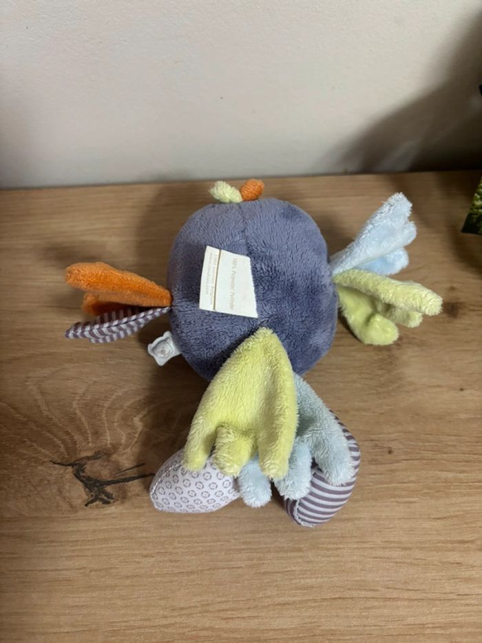 Doudou oiseau violet vert bleu orange noukie s - photo numéro 2