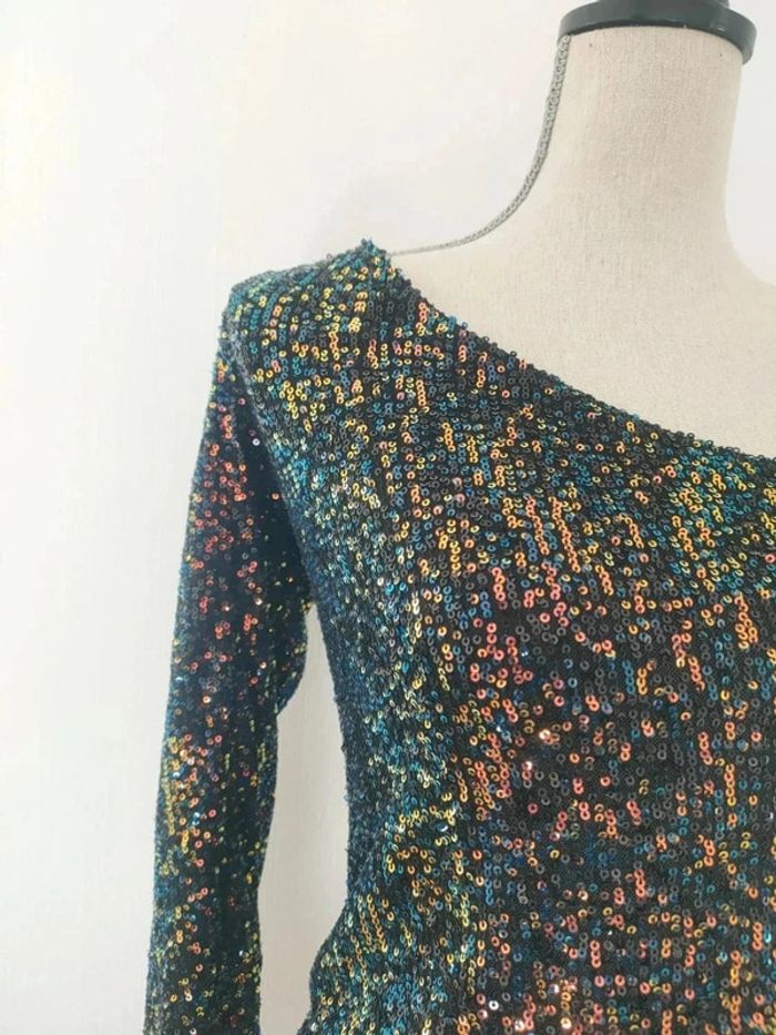 Top à sequins one shoulder Mango en taille 36 - photo numéro 2