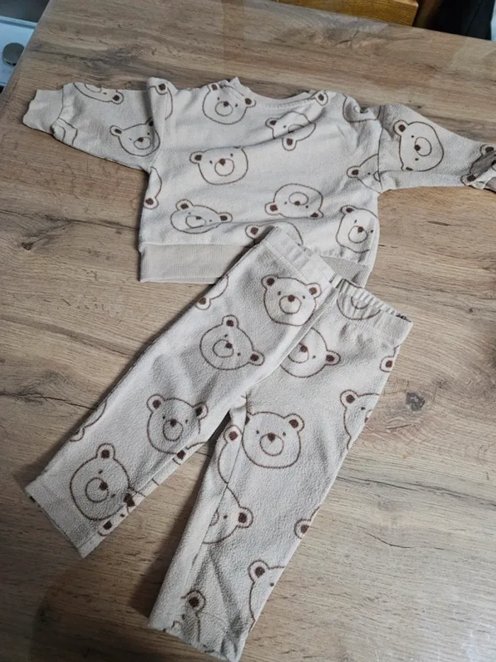 Ensemble polaire bébé garçon motif ourson 12 moi ms kiabi - photo numéro 4
