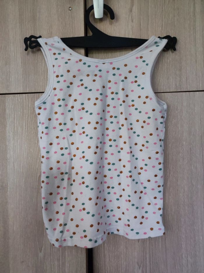 Lot 2 debardeur blanc a pois & bleu canard 3 4 ans - photo numéro 5