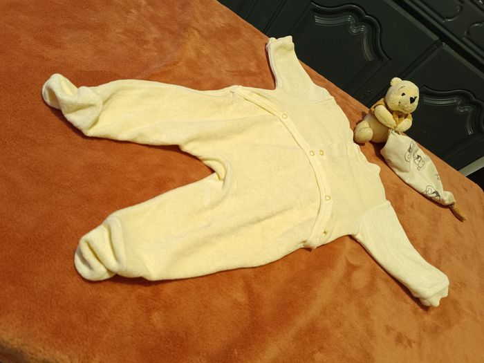 Pyjama bébé fille 3 mois Absorba velours jaune chaud et doux - photo numéro 2