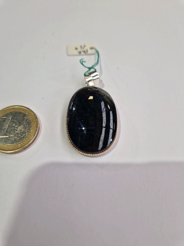 Pendentif obsidienne argentée Mexique - photo numéro 3