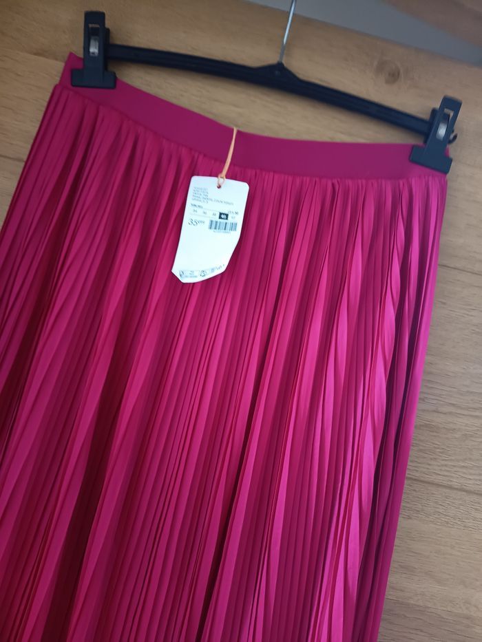 Jupe longue plissée rose fushia bonobo taille 40 neuve - photo numéro 3