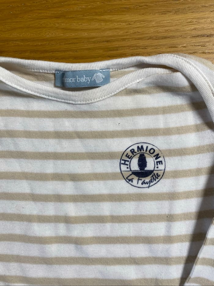 Armor Baby Body rayé beige et blanc Taille 12 mois - photo numéro 4