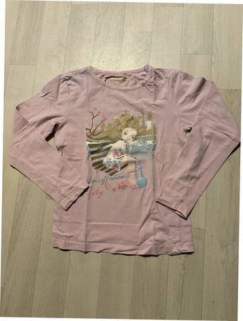 T-shirt orchestra 8 ans rose clair, manches longues, tache sur la manche