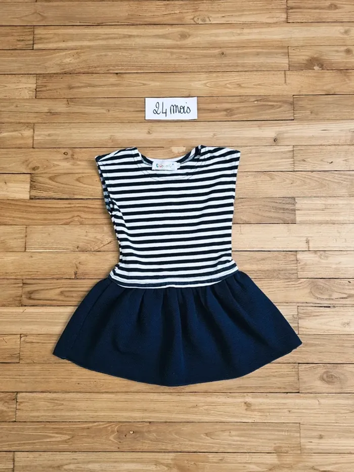 Robe d'été marinière manches courtes bébé fille 24 mois 2 ans