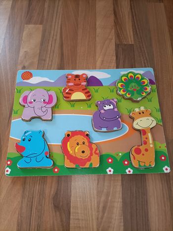 Puzzle bois bébé animaux savane