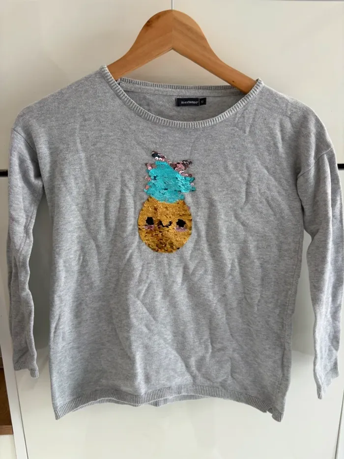 Pull gris fille 10 ans