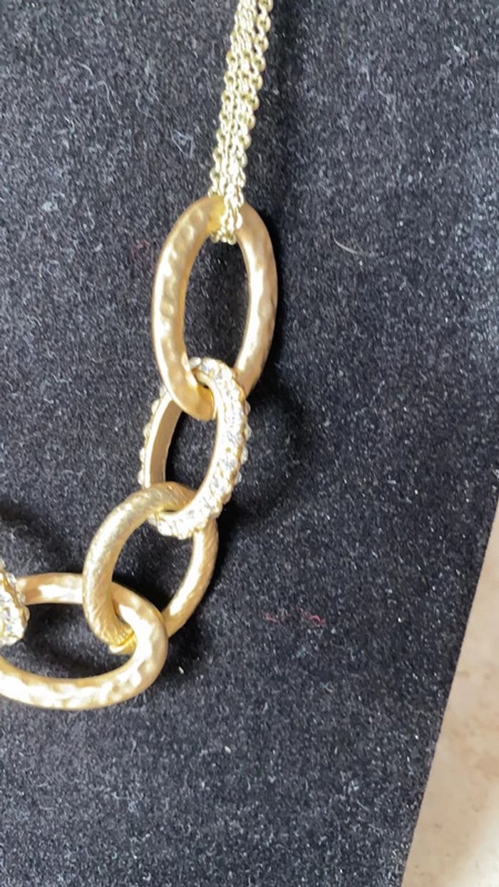 Parure collier et bracelet fantaisie chaîne dorée et strass - photo numéro 4