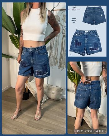 🩵 Short en jean patchwork – Promod – Taille 38 NEW 🩵