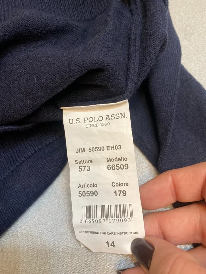 Pull bleu marine US Polo coton/cachemire taille 14 - n16n - photo numéro 6